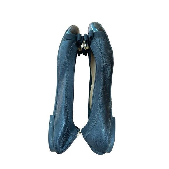 Michael Kors Dixie Bow Ballet Flats Black Leather Patent Cap Toe Slip-On 7 - Picture 5 of 11